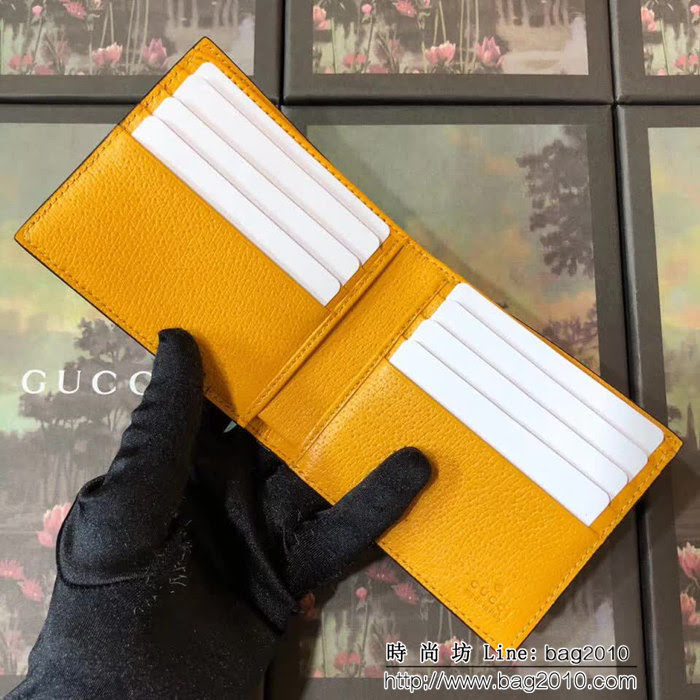 GUCCI古馳 虎頭五金燙泊LOGO案彩 男士雙折皮夾 473954 WTG1925